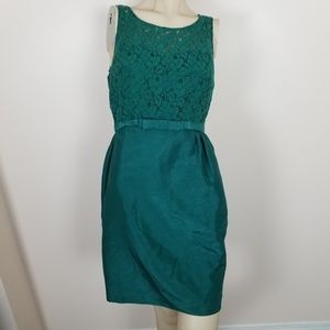 Taylor green dress with lace and bow size 2